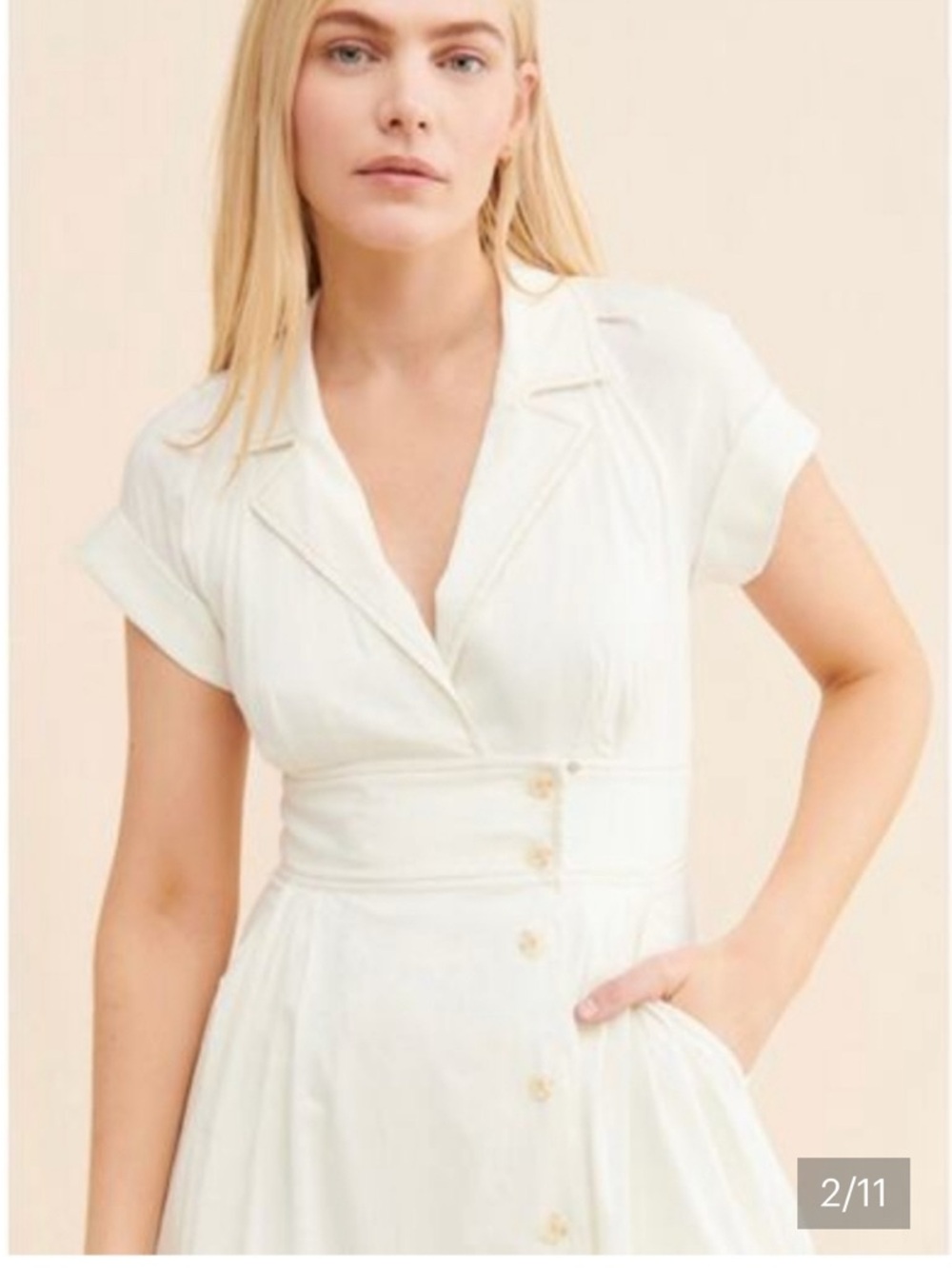 Maeve Poplin Midi Shirt Dress Cream Button-Front